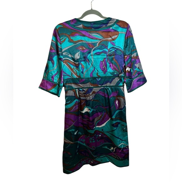 NWT Mixit Colorful Satin Retro Kimono Dress - Picture 2 of 3